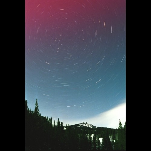 Polar Star Trails and Aurora Over Rabbit Ears Peak